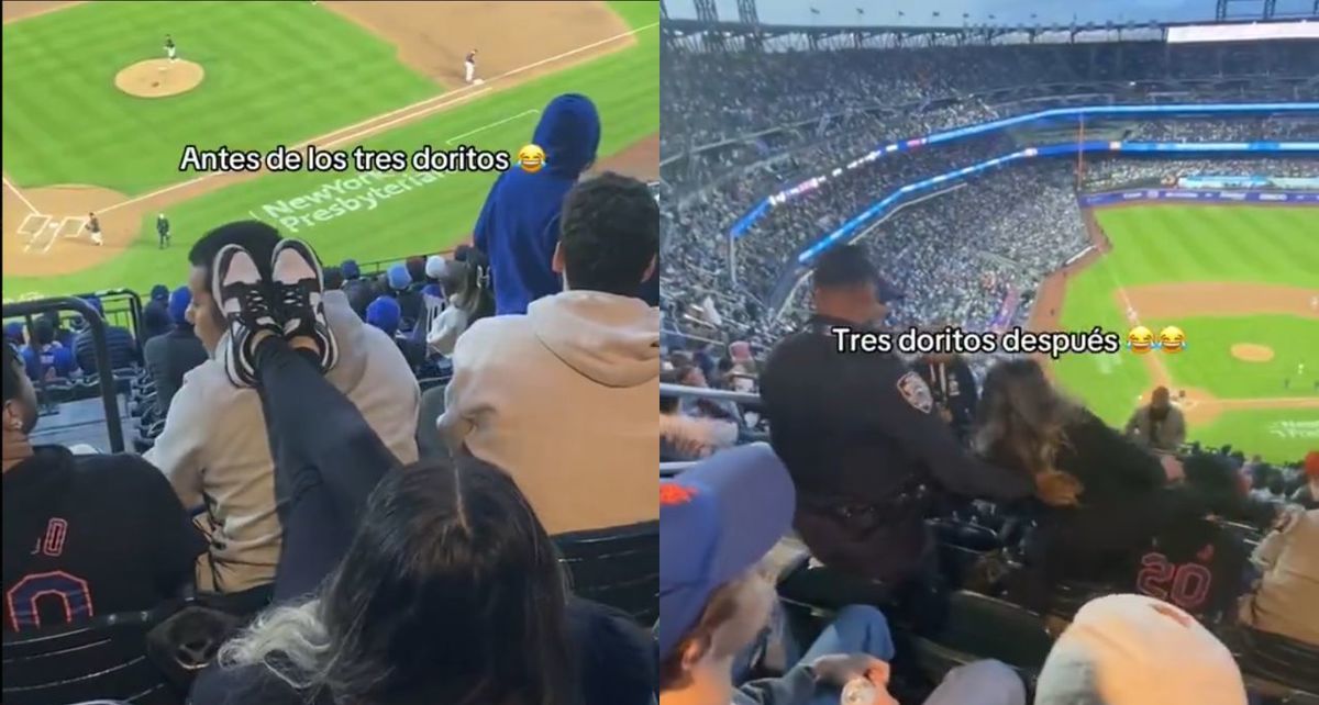 Mujer es bautizada como 'Lady Patadas' por agresiva actitud en partido de Mets vs. Yankees. Foto: Captura de pantalla