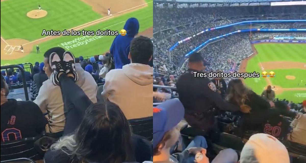 Mujer es bautizada como 'Lady Patadas' por agresiva actitud en partido de Mets vs. Yankees. Foto: Captura de pantalla