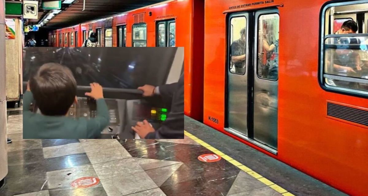 Niño festeja en el Metro y hasta conduce un tren
