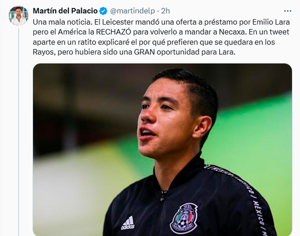 La versión de que Emilio Lara interesó al Leicester.
