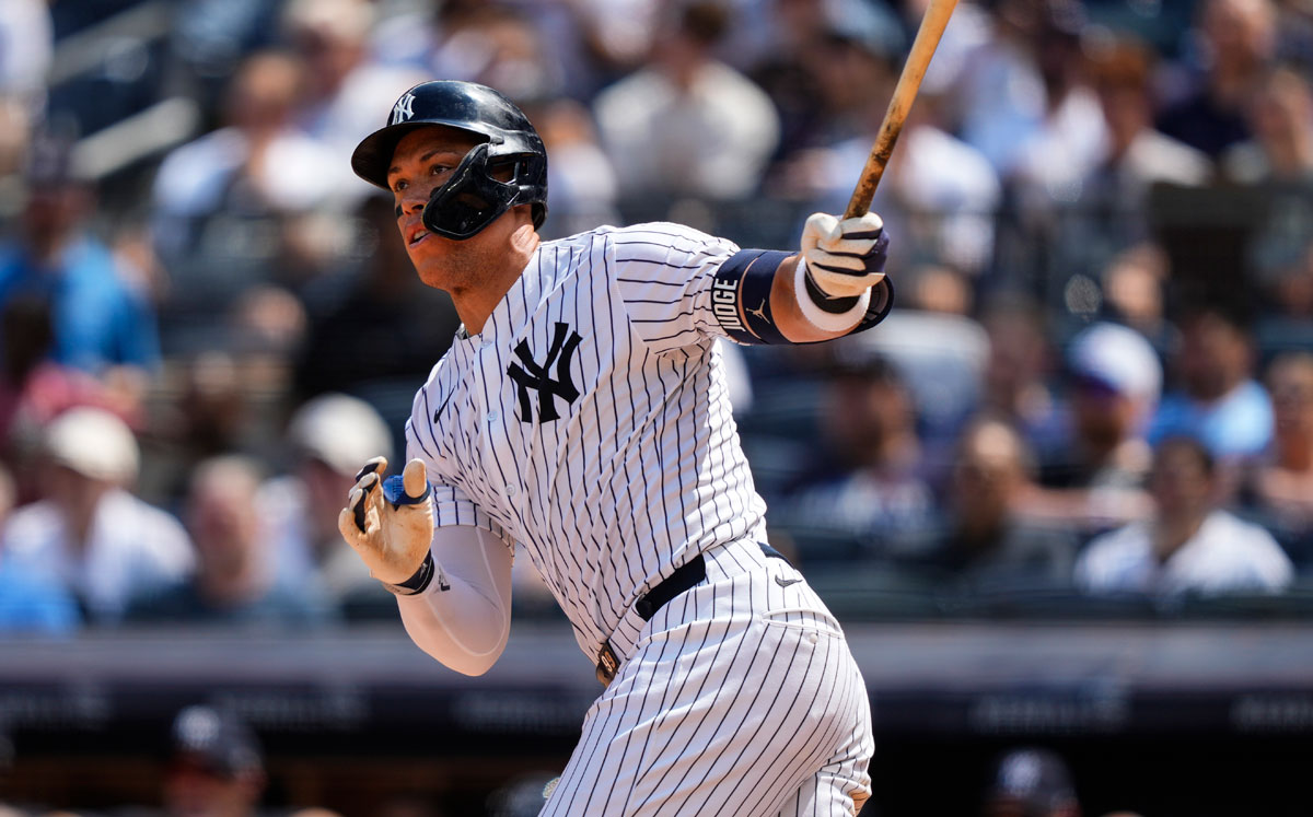 Aaron Judge llegó a 350 jonrones en su 10a temporada con Yankees en la MLB. (AP)