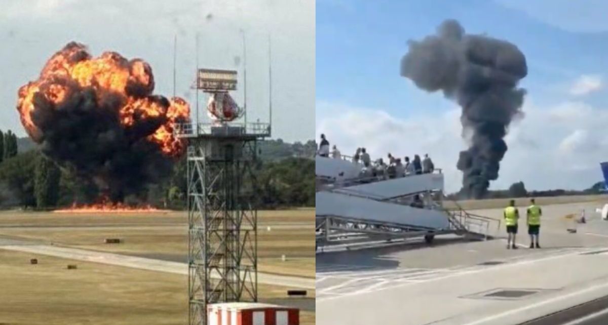 Explosión en el aire: avión cae tras despegar del aeropuerto londinense| Foto: @TheNewsTrending