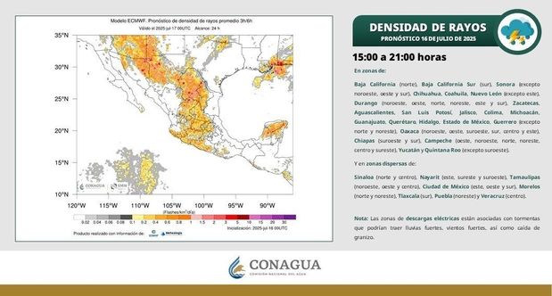 Descargas eléctricas en la república mexicana. (Foto: @conagua_clima)