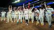 Jugadores celebran el triunfo de la Nacional (@MLB)