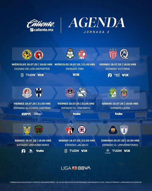 Calendario jornada 2 Liga MX (Foto: @LigaBBVAMX)