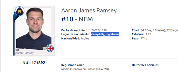 Aaron Ramsey aparece como si fuera nacido en Inglaterra