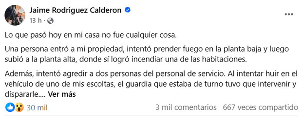 La publicación del ex gobernador de Nuevo León en su Facebook.