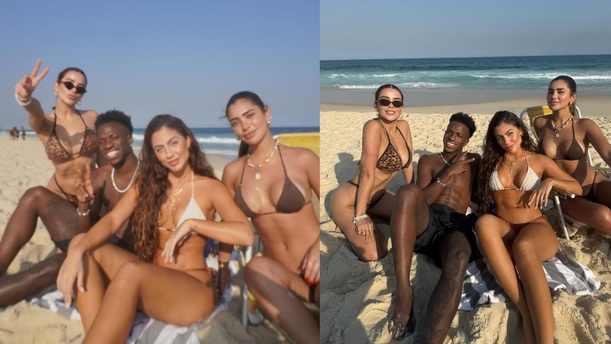 Vinicius pasa sus vacaciones con cuatro famosas influencers en Brasil (IG @dania.mndz)