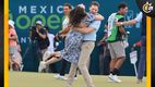 Brian Cambpell festjando con su pareja tras ganar el México Open at VidantaWorld (Cortesía)