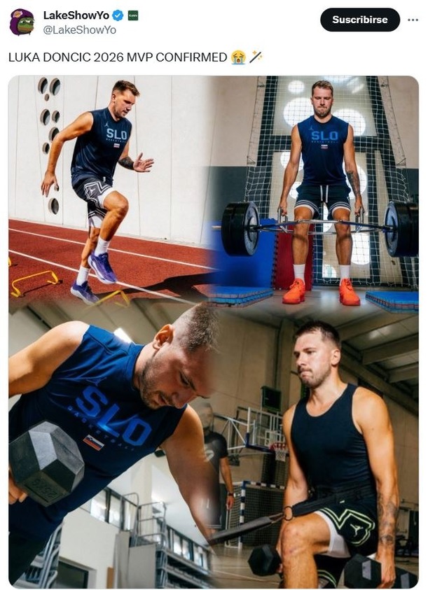 Así luce Luka Doncic previo a inicio d ela NBA 2025 (@LakeShowYo)