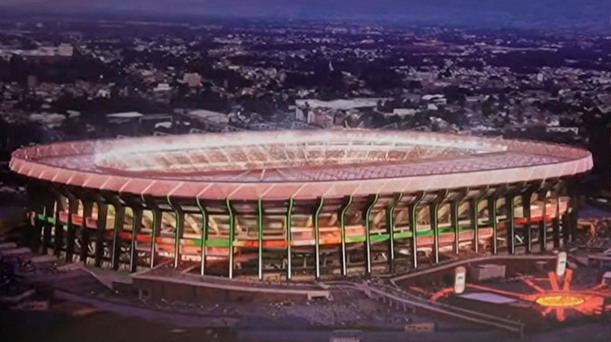 El Estadio Azteca por fuera, según el proyecto de trabajo.