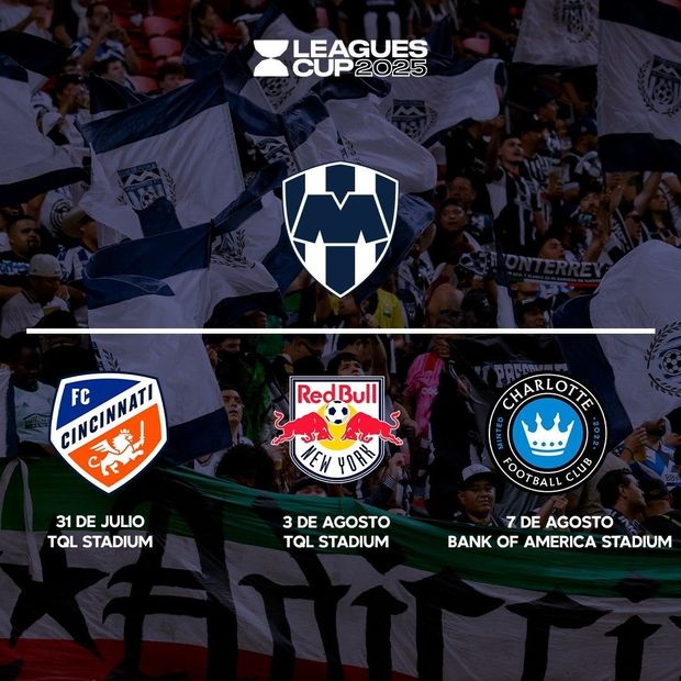 Estos serán los rivales de Monterrey en la Leagues Cup 2025. Foto:@Rayados