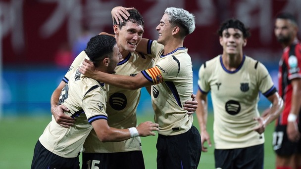 Barcelona celebra un gol ante FC Seoul (Reuters)