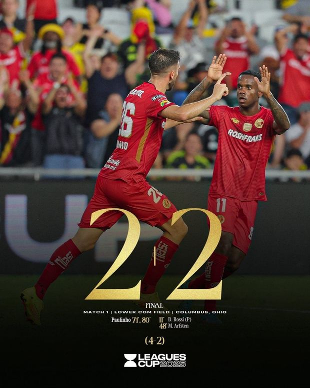 Paulinho destacó en el partido de Toluca ante Columbus Crew. Foto: @TolucaFC