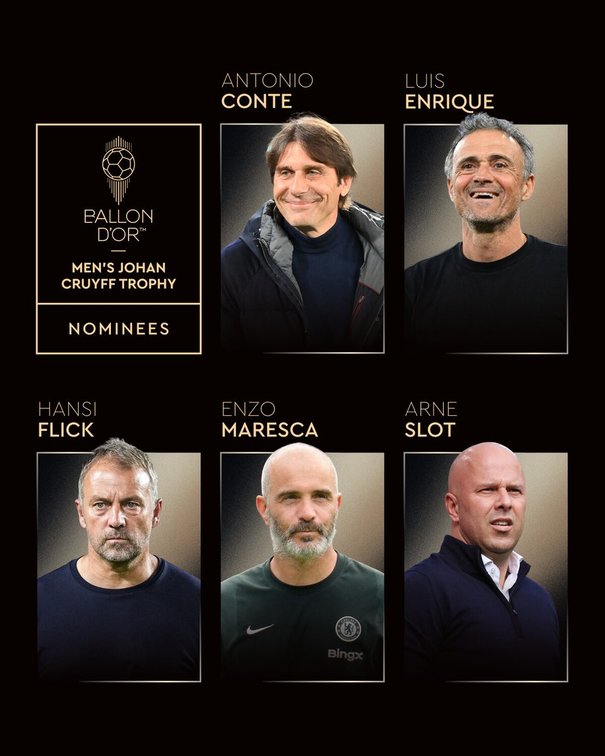Nominados a mejor entrenador de la temporada 2024-25 (X @ballondor)
