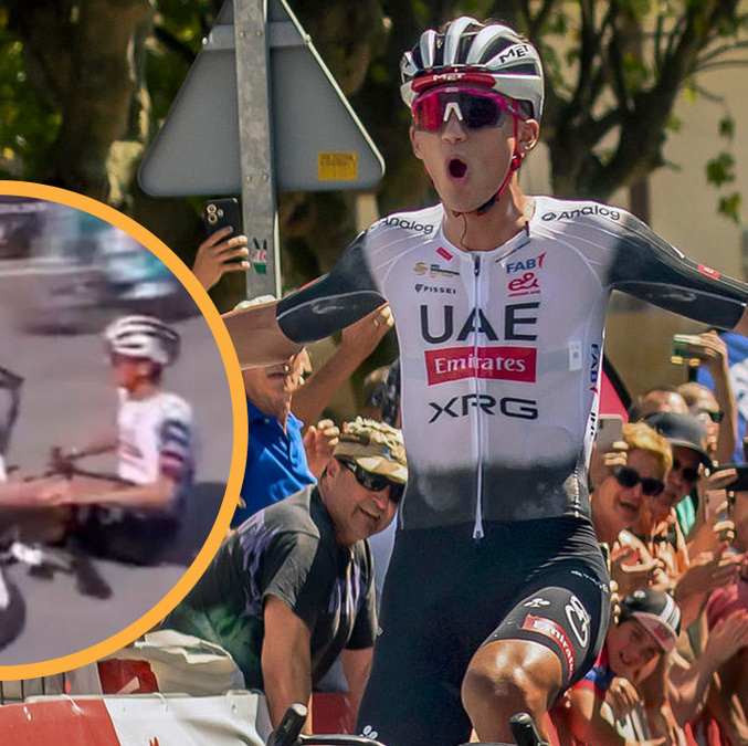 Isaac del Toro sufrió un aparatoso accidente en Vuelta a Burgos 2025 (EFE | Captura X)