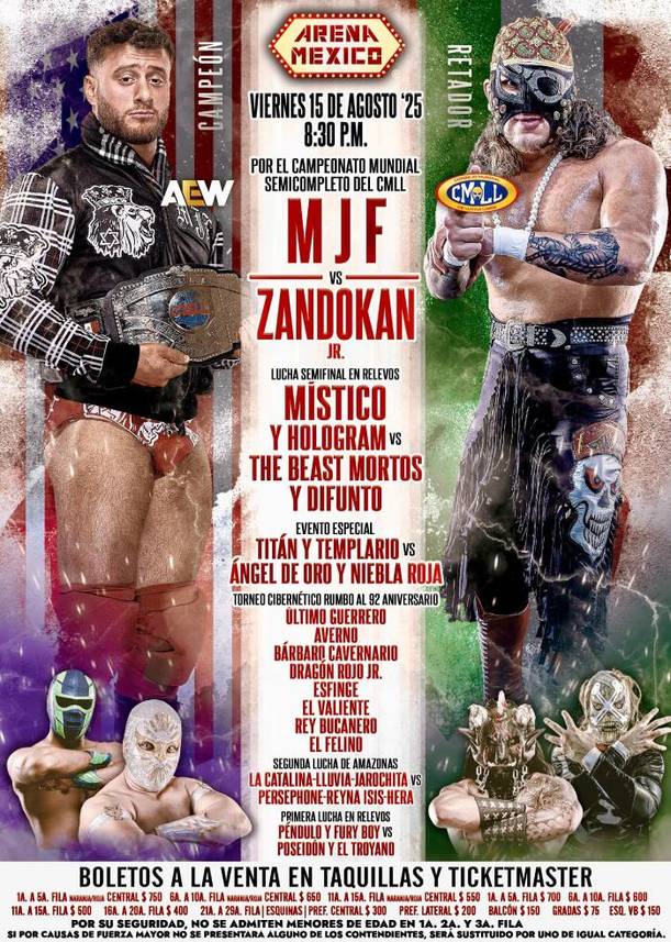 Cartel del evento del 15 de agosto en la Arena México (CMLL)