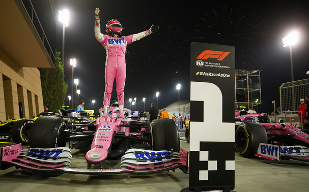 Checo Pérez se llevó el GP de Sakhir en la Fórmula 1 (foto: AFP)