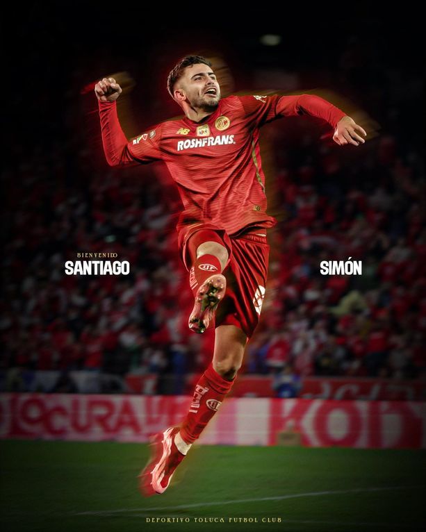 Santiago Simón es nuevo refuerzo diablo, llega procedente de River Plate de Argentina. Foto: @TolucaFC