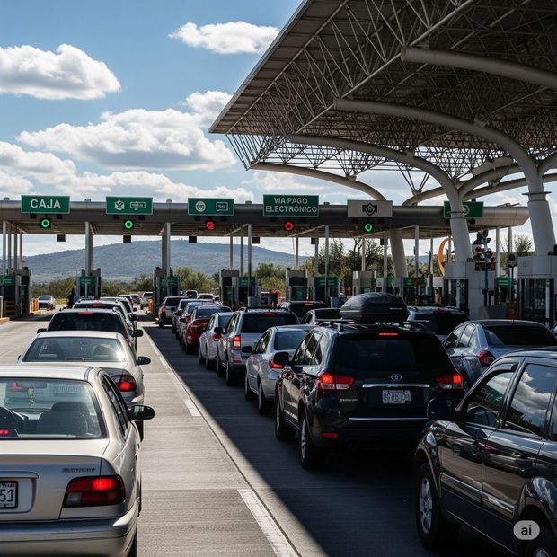 El pago en efectivo entorpece el avance de los automóviles en las casetas de la república mexicana. Foto:MediotiempoIA