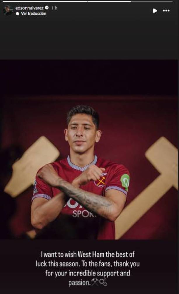 Edson Álvarez y su mensaje a la afición de West Ham (@edsonnalvarez)