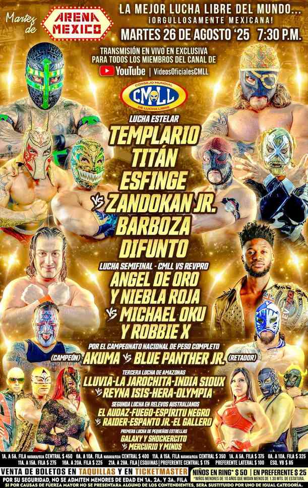 Función CMLL 26 de agosto en la Arena México