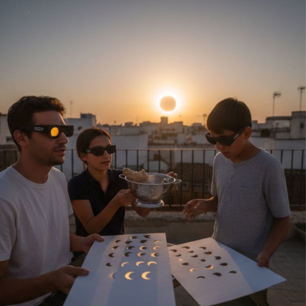 Utiliza todas las medidas de seguridad necesarias para ver el proximo eclipse solar total. Foto:MediotiempoIA