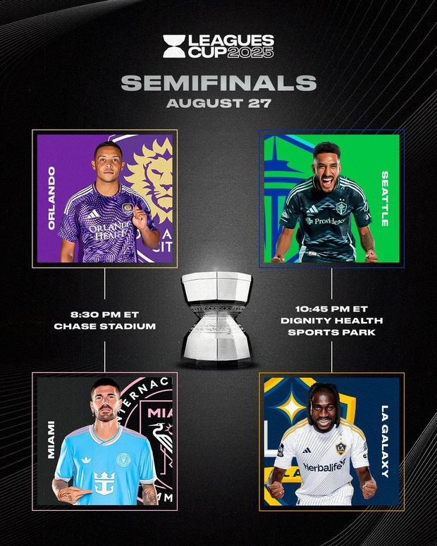 Estos serán los enfrentamientos correspondientes a las semifinales de la Leagues Cup 2025. Foto: @LeaguesCup