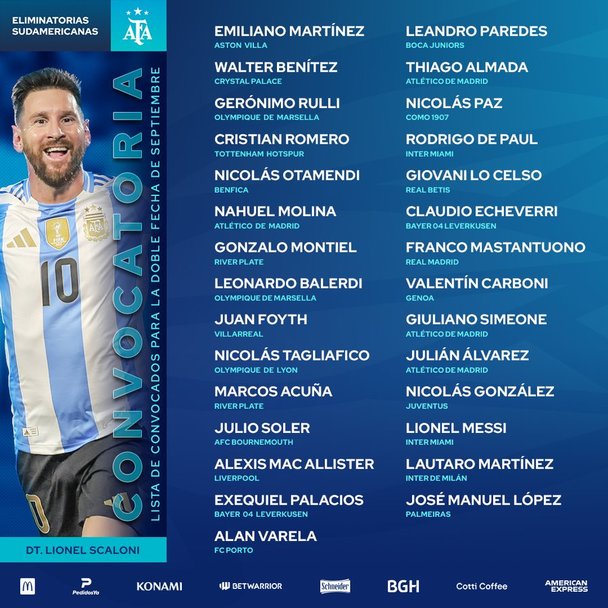 Convocatoria de Argentina (X @Argentina)