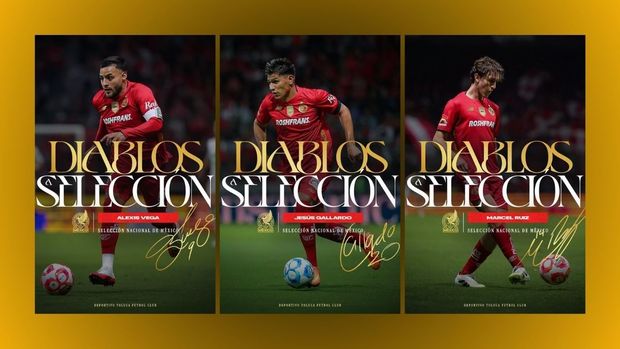 Estos son los 3 jugadores que aportará Toluca a la selección mexicana para los enfrentamientos amistosos ante rivales asiáticos. Foto: @TolucaFC