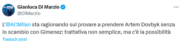 Di Marzo da novedades sobre Santi Gimenez.