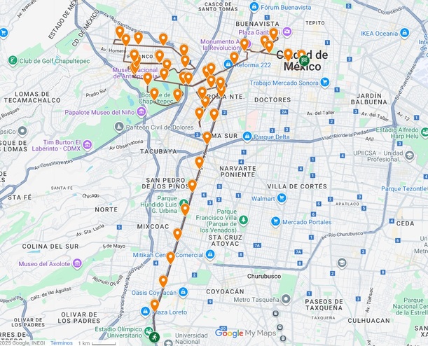 Ruta vista desde google Maps del Maratón Telcel 2025 (captura de pantalla)