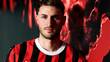 Santi Gimenez posa con el cuadro rossonero (AC Milan)