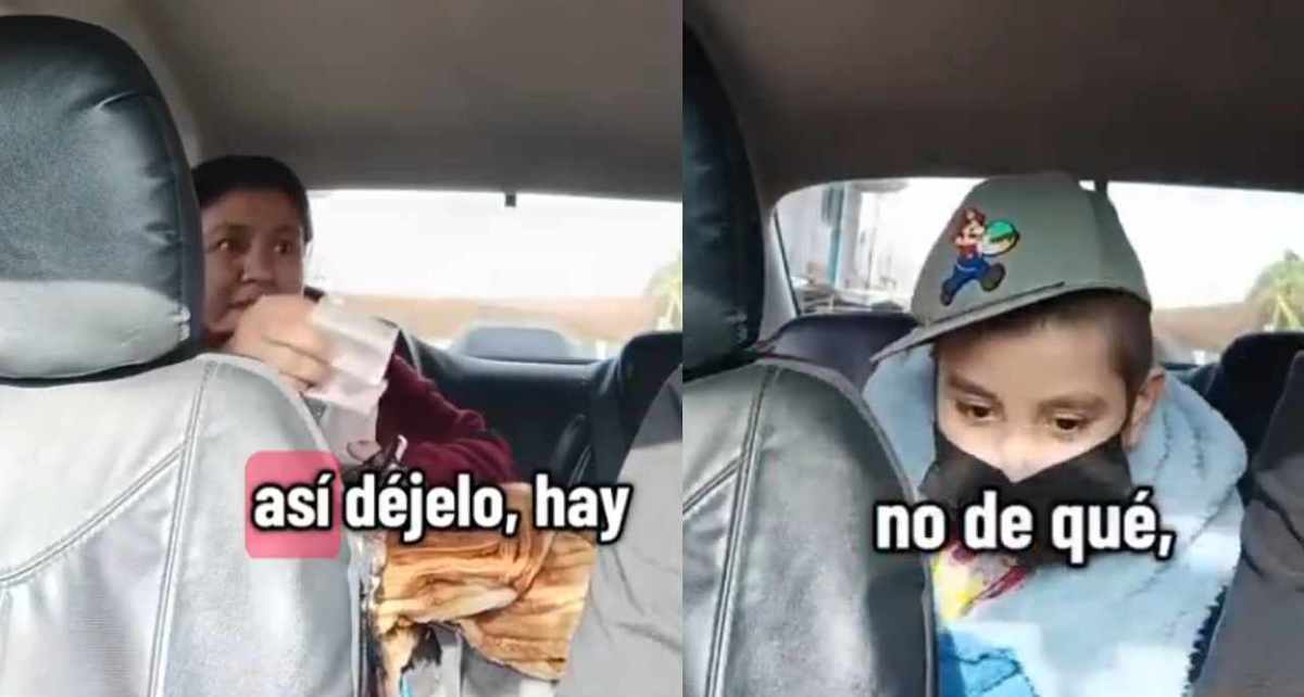 Una mamá e hijo recibieron la ayuda de un chofer (Captura])