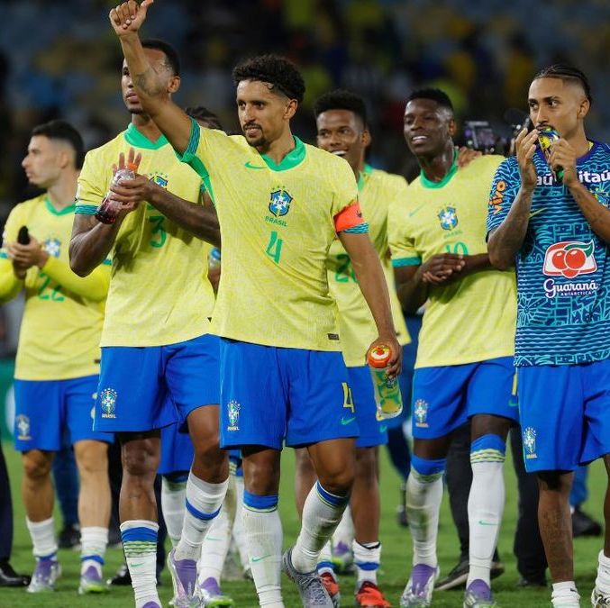 Brasil festejando luego del partido de Clasificación al Mundial. (Foto: EFE)