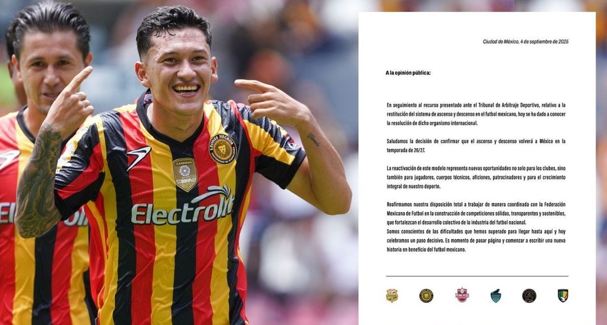 Los seis clubes de Expansión lanzaron comunicado celebrando el regreso del ascenso y descenso.