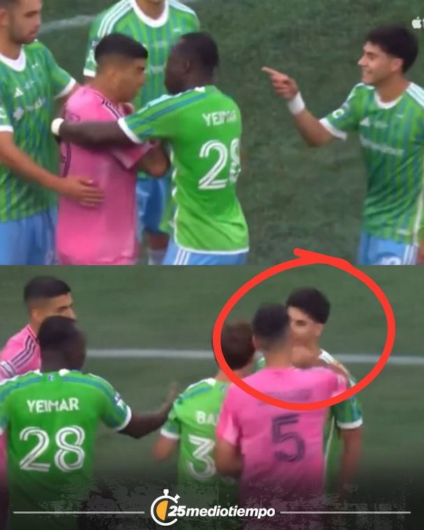 Busquets golpeó a Obed Vargas y Suárez también lo increpó.