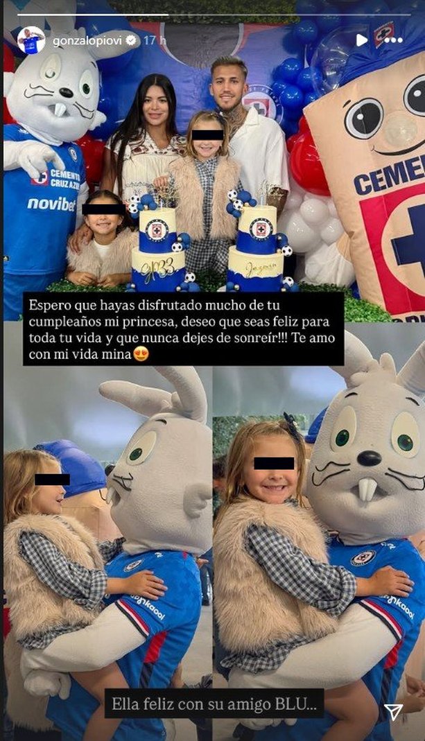 Gonzalo Piovi realiza fiesta de Cruz Azul a su hija