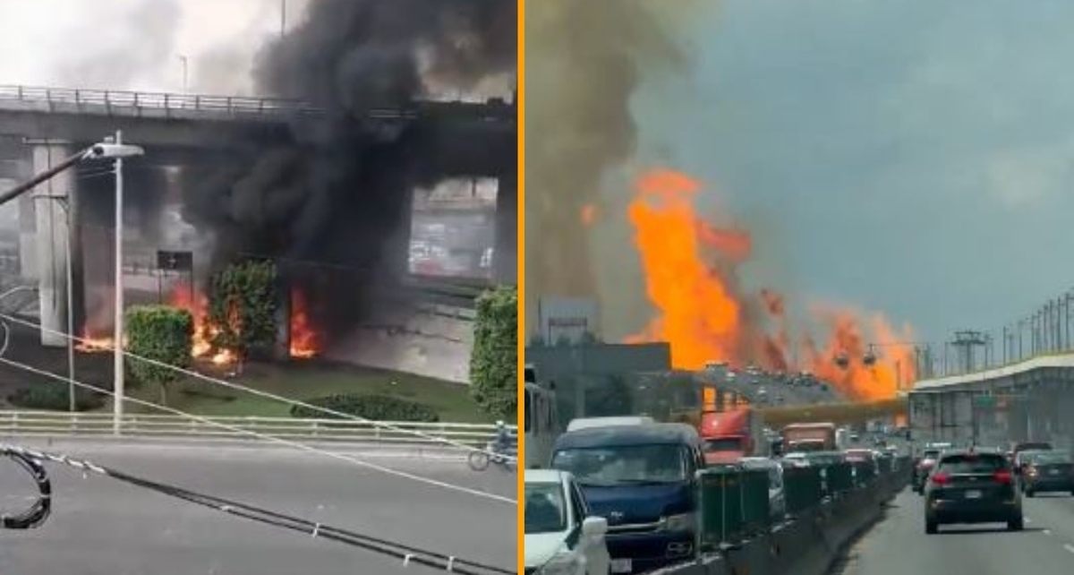 La explosión de la pipa se dio en la  Calzada Ignacio Zaragoza y Puente de la Concordia (Captura X)