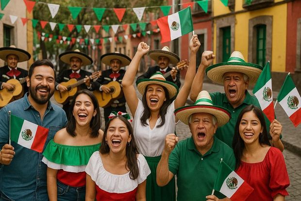 Los mexicanos suelen festejar de forma muy patrióticas sus fiestas, incluyendo sombreros y bigotes haciendo referencia a sus heroes nacionales. Foto: 