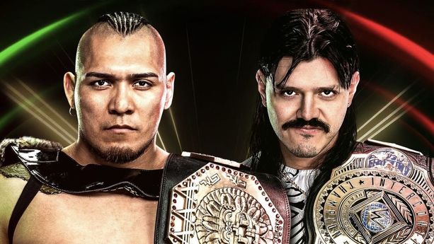 El Hijo del Vikingo pone en juego su Megacampeonato de AAA ante Dominik Mysterio en Worlds Collide Las Vegas. (FOTO): @WWE (X).