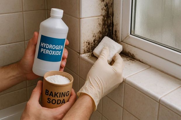 Otro de los usos de estes dos productos, suele para ser limpieza de hongos en superficies complicadas. Foto:MediotiempoIA