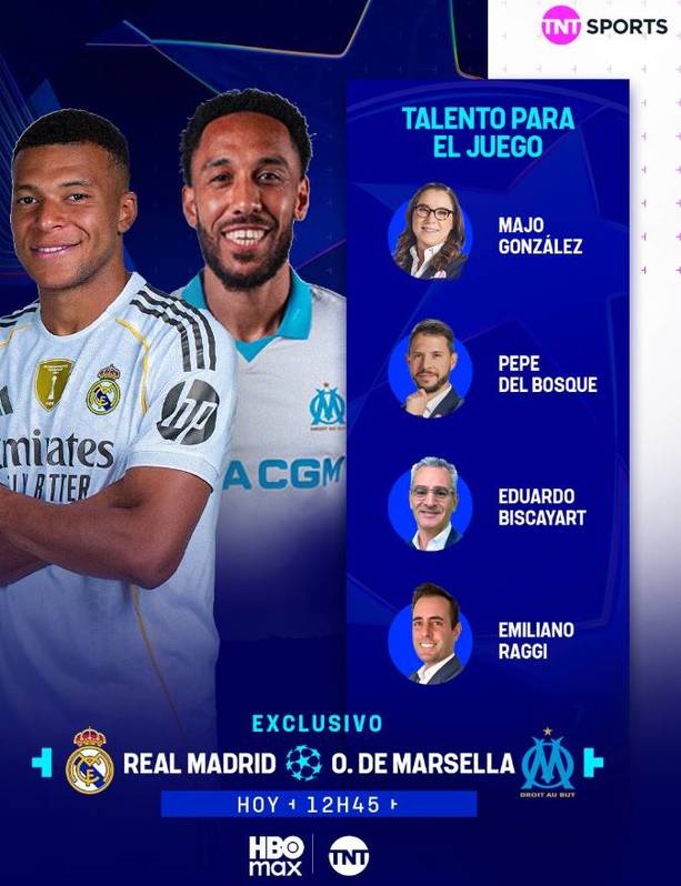 Equipo de TNT para el Real Madrid vs. Olympique de Marsella (@TNTSportsMéxico)