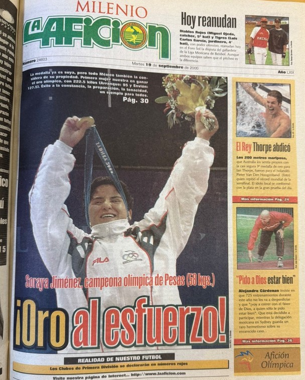 Portada de la afición sobre la medalla de Soraya Jiménez (La Afición)