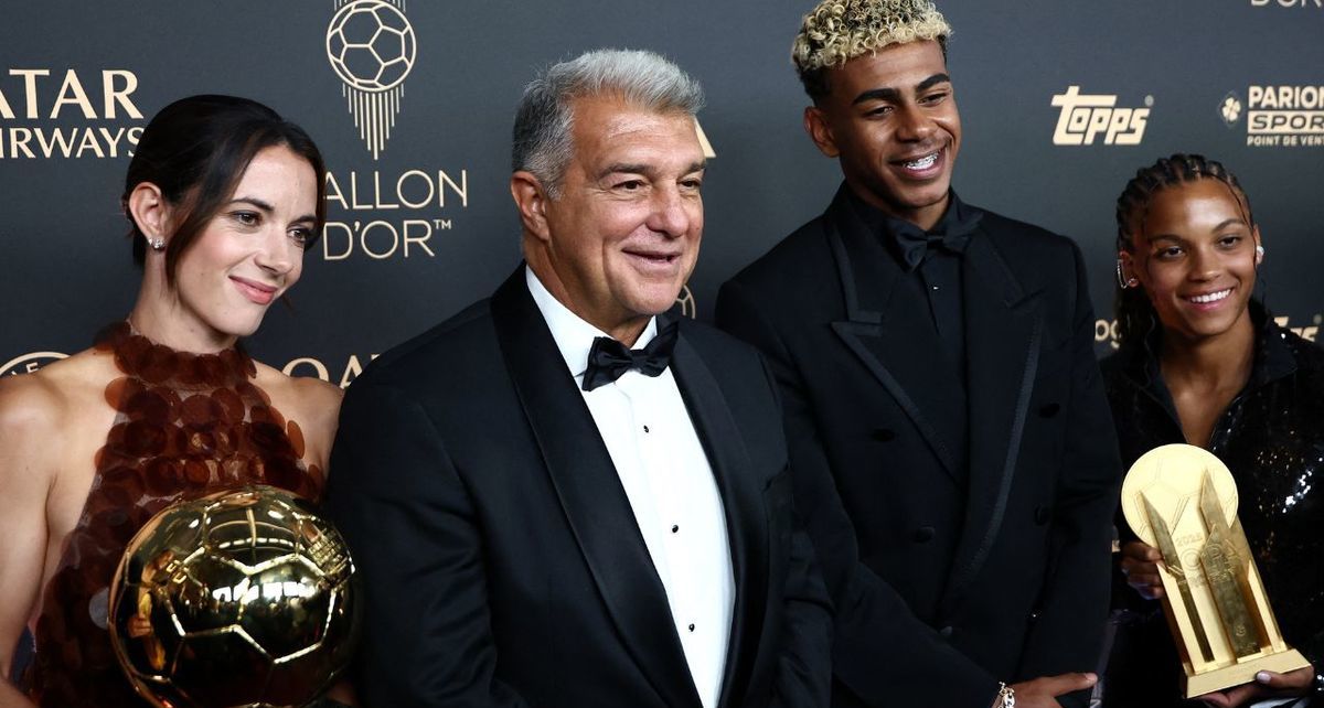 Laporta estuvo a lado de Yamal. (Foto: AFP)