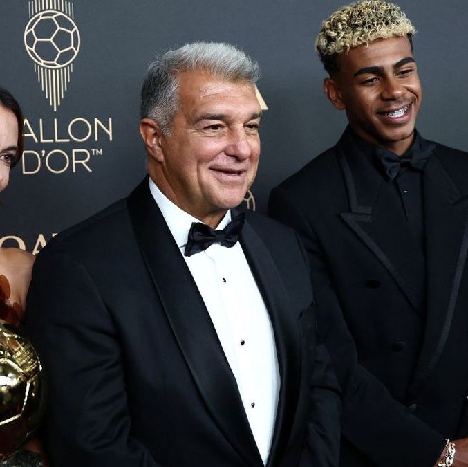 Laporta estuvo a lado de Yamal. (Foto: AFP)
