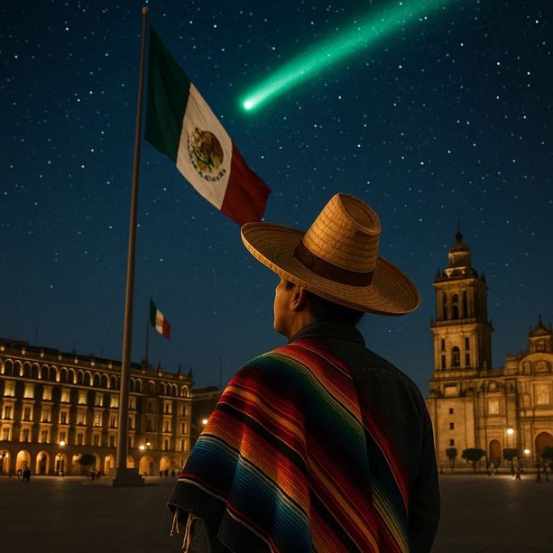 Los mexicanos podrán apreciar el cometa verde sobre el cielo. Foto:MediotiempoIA