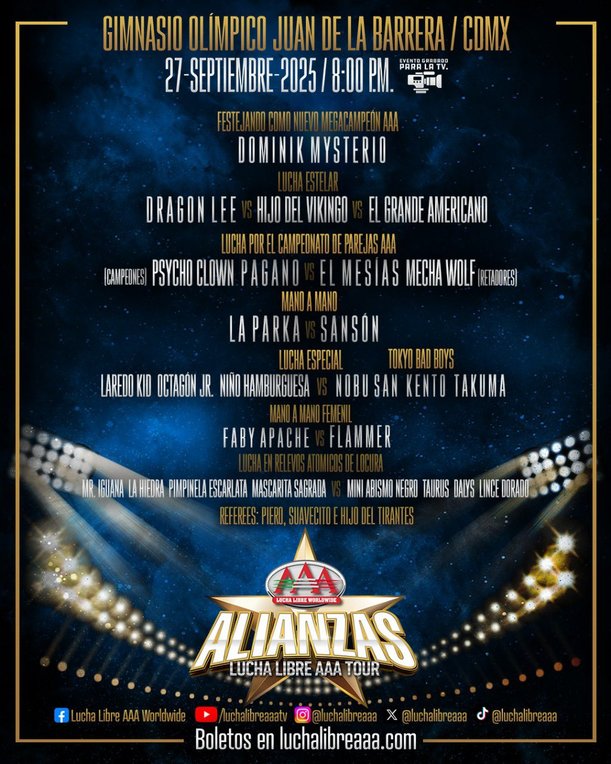 La cartelera de AAA en CDMX el 27 de septiembre