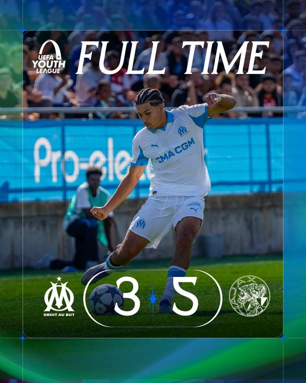 En enfrentamientos de categorías menores, Ajax venció a Marsella, a quienes le remontaron un marcador de 2-0. Foto: @OM_Officiel