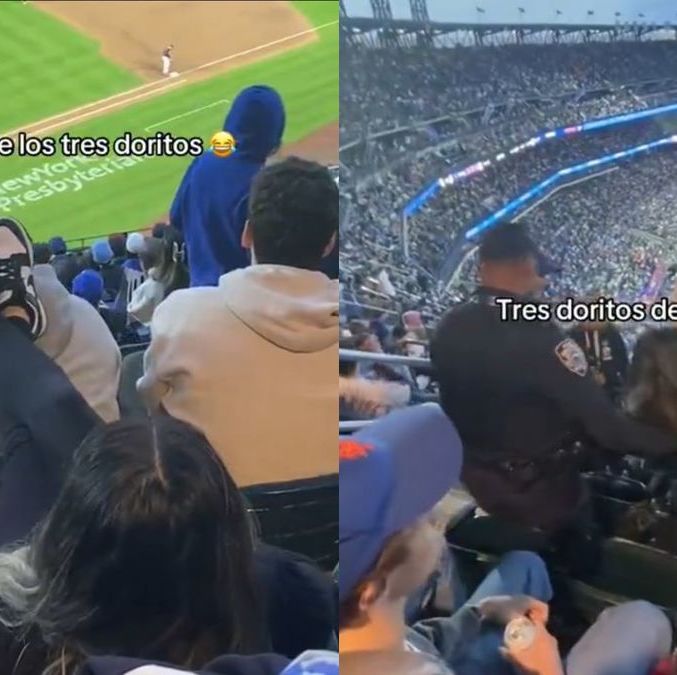 Mujer es bautizada como 'Lady Patadas' por agresiva actitud en partido de Mets vs. Yankees. Foto: Captura de pantalla